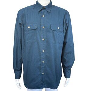 Redhead Mens Long Sleeve Button-Up Shirt Blue Workwear Size L Cotton Retro Style